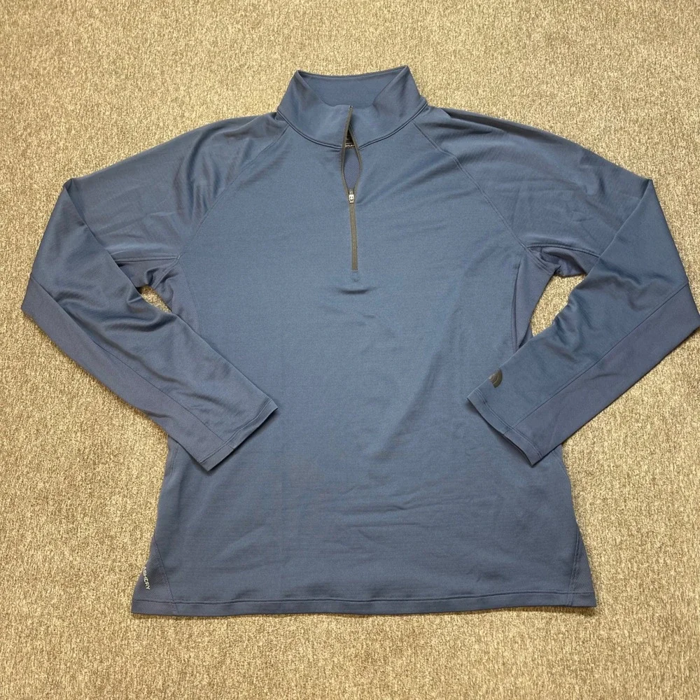 The North Face Mens FlashDry Quarter Zip Pullover Blue Slate Active Top Large